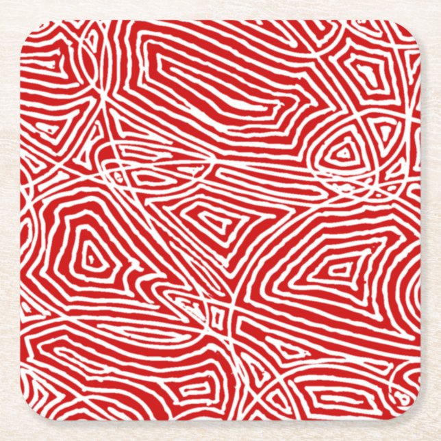 Posavasos Cuadrado De Papel Scribbleprints Red (Anverso)