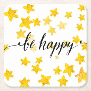 Posavasos Cuadrado De Papel Sea 3 felices