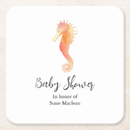 Posavasos Cuadrado De Papel Seahorse Baby Shower Napkin
