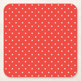 Posavasos Cuadrado De Papel Seamless red background polka dot pattern