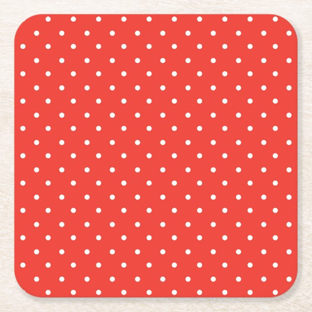 Posavasos Cuadrado De Papel Seamless red background polka dot pattern (Anverso)