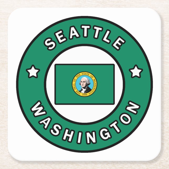 Posavasos Cuadrado De Papel Seattle Washington (Anverso)