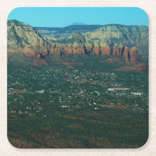 Posavasos Cuadrado De Papel Sedona y Coffee Pot Rock desde arriba