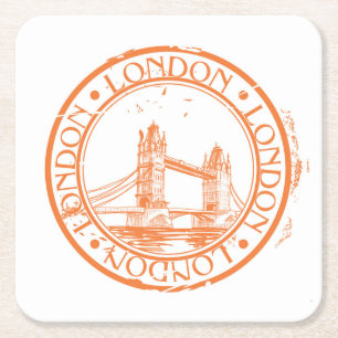 Posavasos Cuadrado De Papel Sello de cancelación de rehenes de Londres
