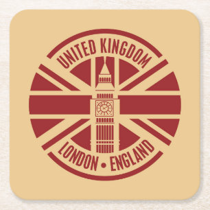 Posavasos Cuadrado De Papel Sello de viaje, Londres Inglaterra