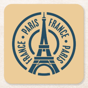 Posavasos Cuadrado De Papel Sello de viaje, París, Francia