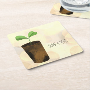 Posavasos Cuadrado De Papel Sembrar una semilla
