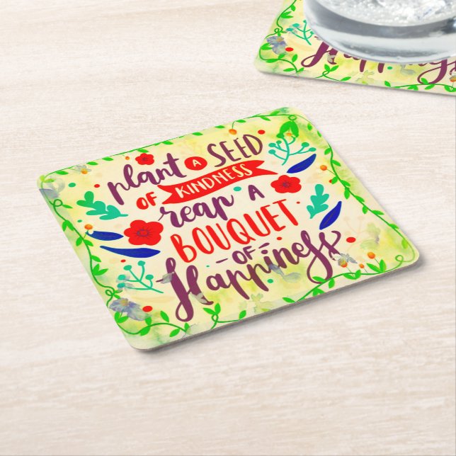 Posavasos Cuadrado De Papel Semilla de bondad (En perspectiva)