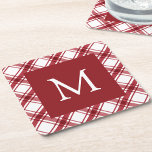 Posavasos Cuadrado De Papel Semilla de papel rojo y blanco<br><div class="desc">Proteja sus superficies con estilo con nuestra montaña de papel blanco y rojo monogramada, con el patrón de comprobación de búfalo rojo y blanco. Estas galerías personalizadas le dan un toque de elegancia a su diversión de vacaciones, haciendo que cada bebida se sienta especial. Perfecto para fiestas y reuniones, ofrecen...</div>