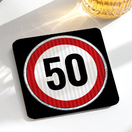 Posavasos Cuadrado De Papel Señal de límite de velocidad para cumpleaños 50 - 