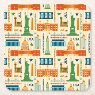 Posavasos Cuadrado De Papel Señales de los Estados Unidos de América