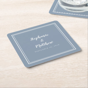 Posavasos Cuadrado De Papel Sencilla Boda Azul Polvoriento Moderna Fiesta Mini
