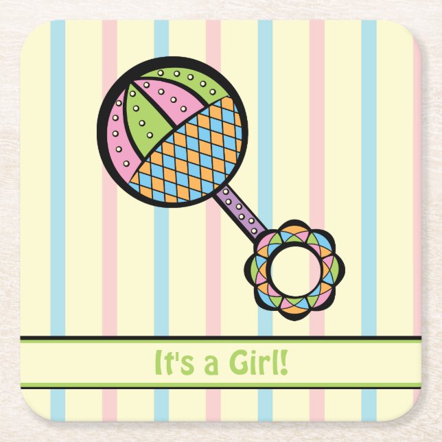 Posavasos Cuadrado De Papel Sencillamente Dulces Ataques de Papel Baby Shower  (Anverso)