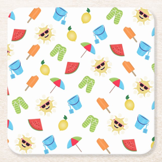 Posavasos Cuadrado De Papel Sencillamente verano (Anverso)