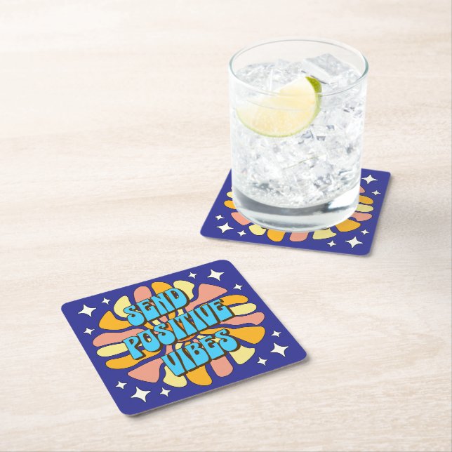 Posavasos Cuadrado De Papel Send Positive Vibes (In situ)