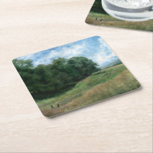 Posavasos Cuadrado De Papel Sendero Escénico del Campo – Diseño de Paisaje Vin
