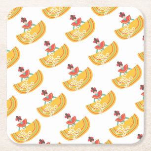 Posavasos Cuadrado De Papel senorita cinco de mayo
