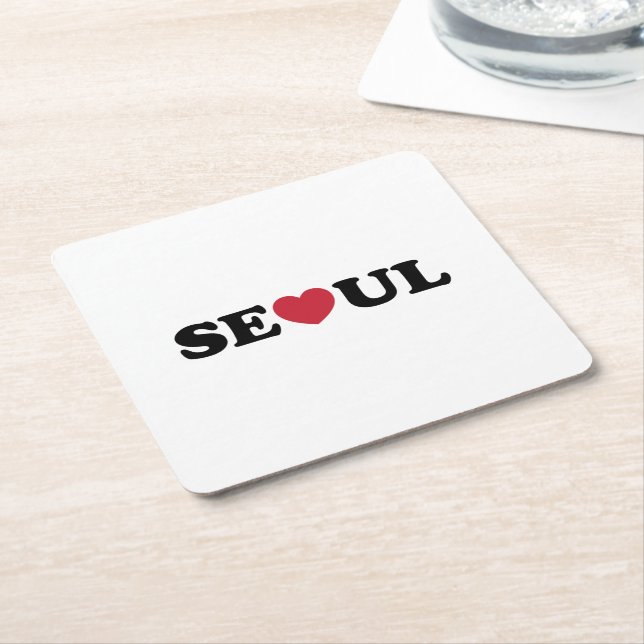 Posavasos Cuadrado De Papel Seoul Love Heart (En perspectiva)