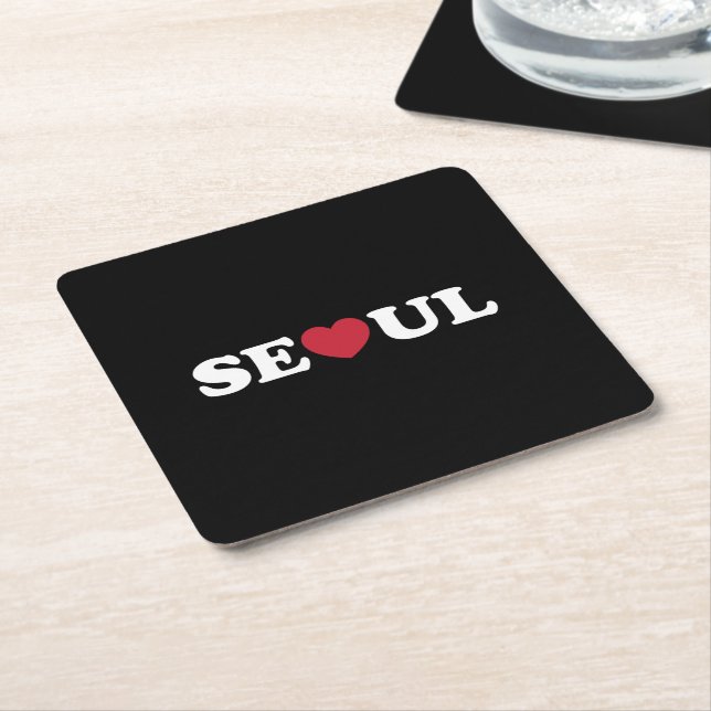 Posavasos Cuadrado De Papel Seoul Love Heart (En perspectiva)