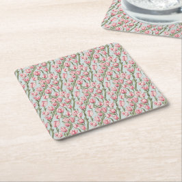 Posavasos Cuadrado De Papel Serenidad de la fila rosa