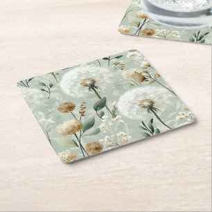 Posavasos Cuadrado De Papel Serie de Diseño Diente de León #18