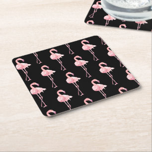 Posavasos Cuadrado De Papel Serie Flamingo Tierno Diseño 2
