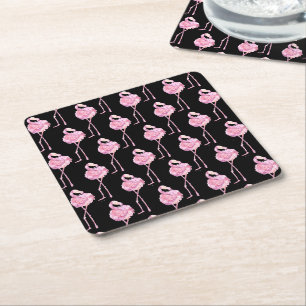 Posavasos Cuadrado De Papel Serie Flamingo Tierno Diseño 3