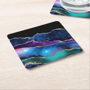Posavasos Cuadrado De Papel Serie Galaxy Agate Diseño 13