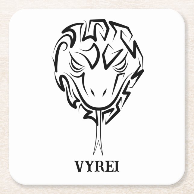 Posavasos Cuadrado De Papel Serpiente Tribal Negra y Blanca (Anverso)