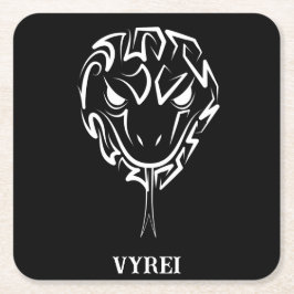 Posavasos Cuadrado De Papel Serpiente Tribal Negra y Blanca