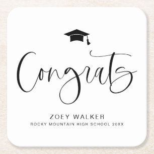 Posavasos Cuadrado De Papel Servilleta personalizada para graduación de escuel