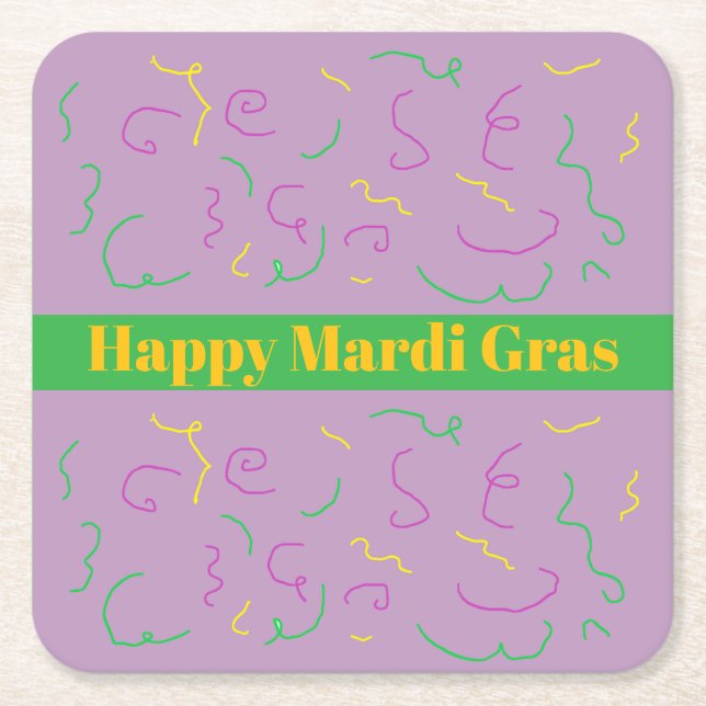 Posavasos Cuadrado De Papel Servilletas de Mardi Gras (Anverso)