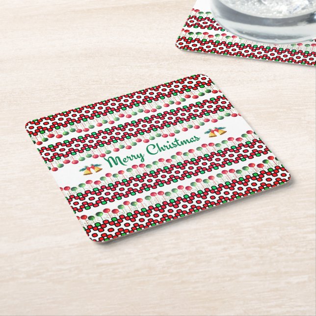 Posavasos Cuadrado De Papel Servilletas de Navidad (En perspectiva)