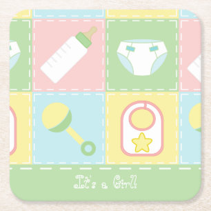 Posavasos Cuadrado De Papel Servilletas de papel para baby shower 'Colcha de b