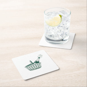 Posavasos Cuadrado De Papel Servilletas Personalizadas para Boda con Picnic en