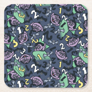 Posavasos Cuadrado De Papel Sésamo Patrón de conde von Count Doodle