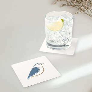 Posavasos Cuadrado De Papel Set of 6 Cardboard Coasters   Bird Design 
