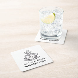 Posavasos Cuadrado De Papel Set of 6 Custom Coasters for Company - Simple 