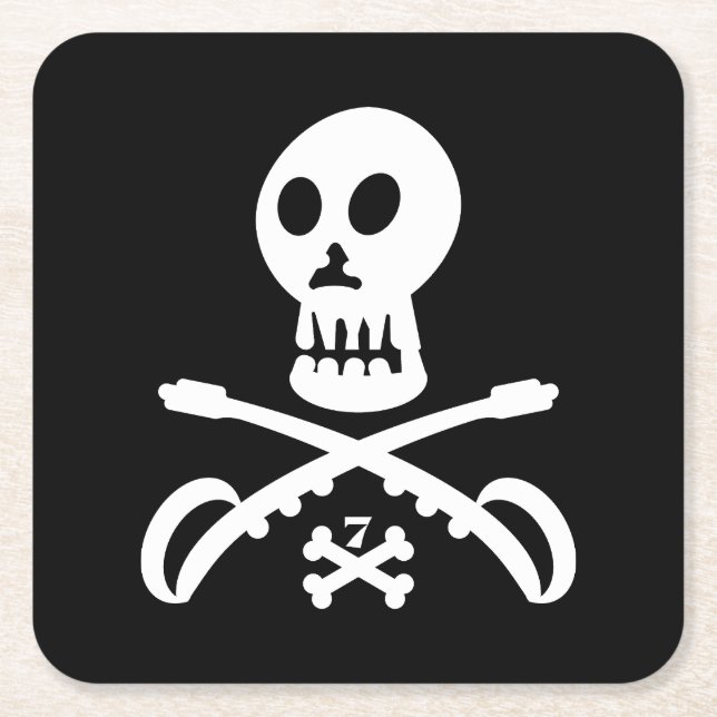 POSAVASOS CUADRADO DE PAPEL SEVEN SKULL BY MASANSER PIXELAT (Anverso)