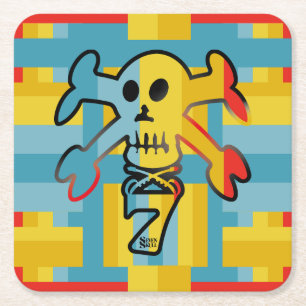 POSAVASOS CUADRADO DE PAPEL SEVEN SKULL BY MASANSER PIXELAT