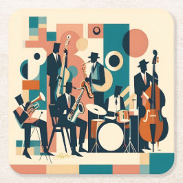 Posavasos Cuadrado De Papel Sexteto de la Edad del Jazz de mediados de siglo