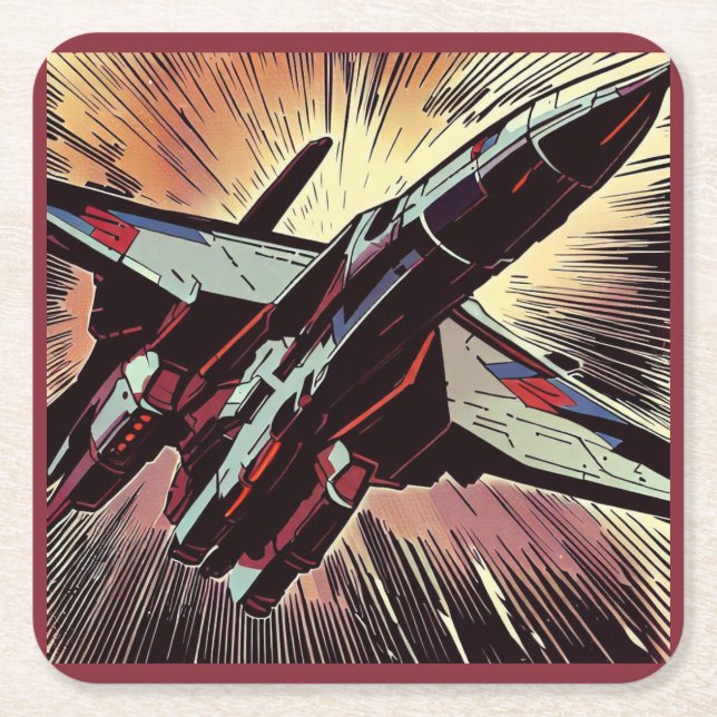 Posavasos Cuadrado De Papel SF - Anime Starfighter Woodcut 2 (Anverso)
