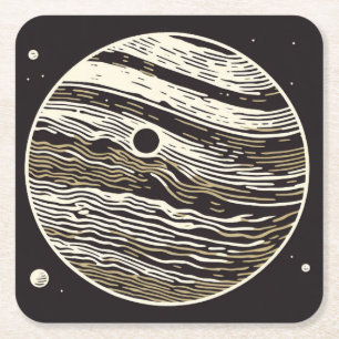 Posavasos Cuadrado De Papel SF Jupiter Woodcut 1