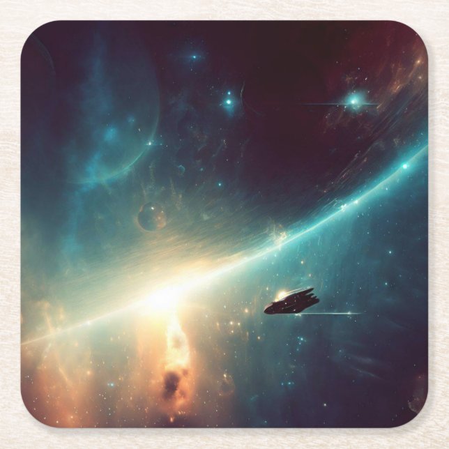 Posavasos Cuadrado De Papel SF - Opera espacial 2 (Anverso)
