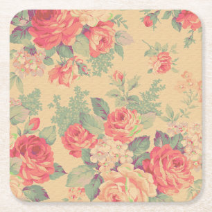 Posavasos Cuadrado De Papel Shabby Chic Vintage Floral Country Francés