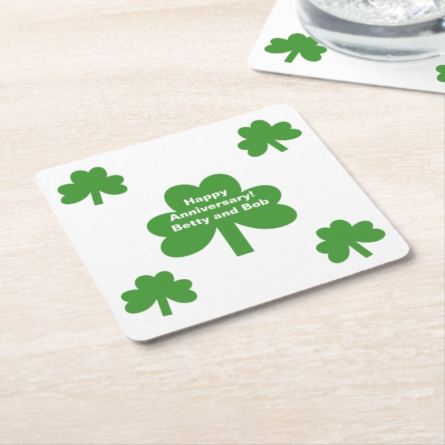 Posavasos Cuadrado De Papel Shamrock (En perspectiva)