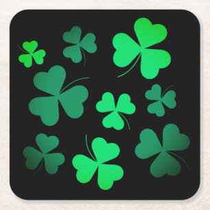 Posavasos Cuadrado De Papel Shamrock Clover Irlanda Irlanda Irlanda Moderno Ve
