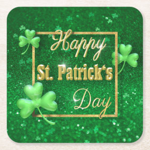 Posavasos Cuadrado De Papel Shamrock del Día de San Patricio