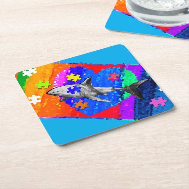 Posavasos Cuadrado De Papel Shark (En perspectiva)