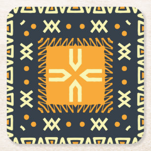 Posavasos Cuadrado De Papel Shawl Design: Plaza Batik India.